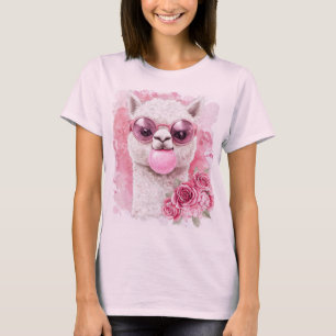 Schattige Alpaca T-shirt – Bubblegum Llama met Sun