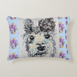 Schattige Alpacca Lama violier Watercolor Accent K Kussen