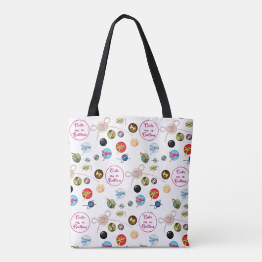 Schattige Als Button Naaien Quote Buttonnen & Lint Tote Bag (Achterkant)