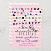 SCHATTIGE ALS BUTTON Roze Baby Shower Invitations Kaart (Voorkant / Achterkant)