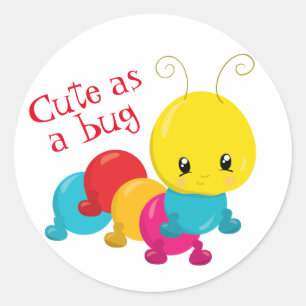 Schattige als een Bug Baby Caterpillar Ronde Sticker