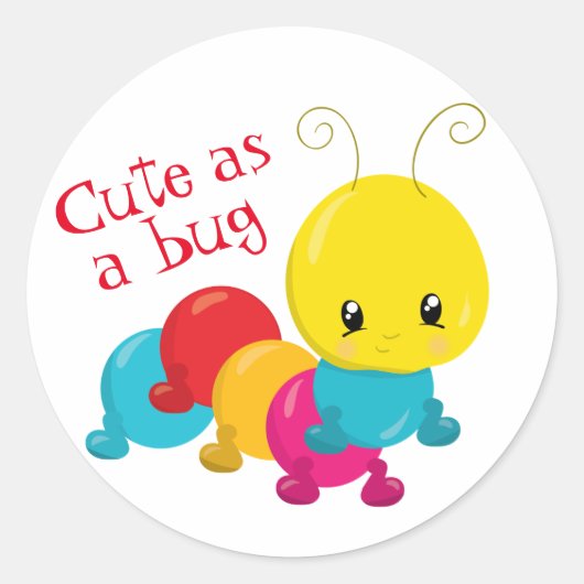 Schattige als een Bug Baby Caterpillar Ronde Sticker (Voorkant)