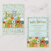 Schattige als een Button Baby Boy Baby shower Informatiekaartje (Voorkant / Achterkant)