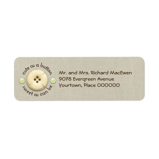 Schattige als een Button Baby Retouradres Etiket (Voorkant)