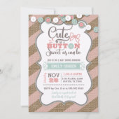 Schattige als een Button Baby shower Invitation Mi Kaart (Voorkant)