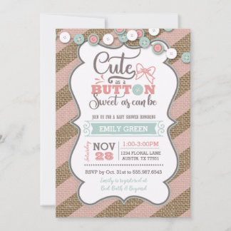 Schattige als een Button Baby shower Invitation Mi Kaart