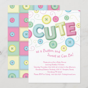 Schattige als een Button Baby shower Naaien Quilte Kaart
