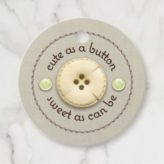 Schattige als een Button Baby shower Sip and See Bedankjes Labels (Voorkant)
