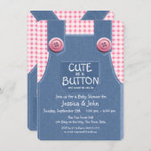 Schattige als een Button Denim en Pink Kaart (Voorkant / Achterkant)