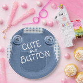 Schattige als een Button Denim Overalls Paper Bord (Feest)