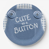 Schattige als een Button Denim Overalls Paper Bord (Voorkant)
