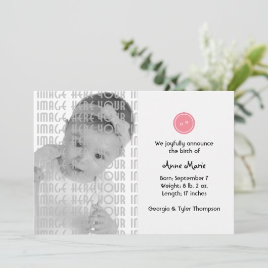 Schattige als een Button (Roze) Aankondiging (Staand voorkant)