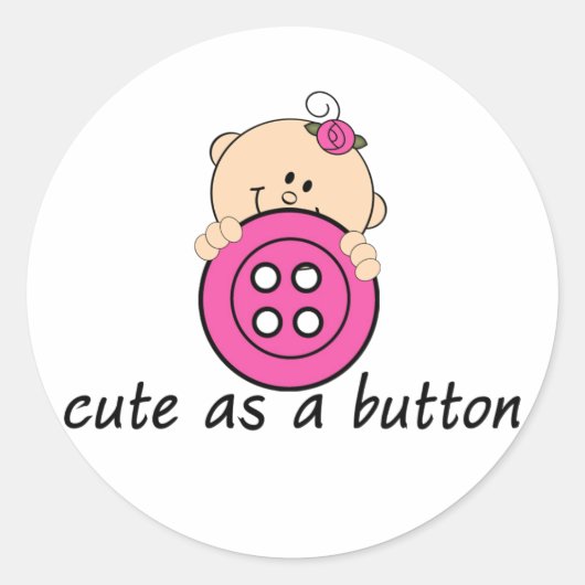 Schattige als een Button ROZE Ronde Sticker (Voorkant)