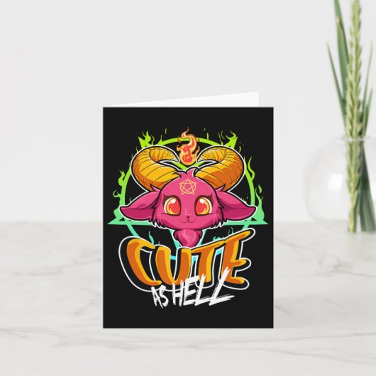 Schattige als Hell Halloween Kawaii Phomet Funny S Kaart (Voorkant)