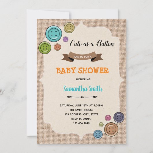 Schattige als uitnodiging voor een knopfeest (Voorkant)