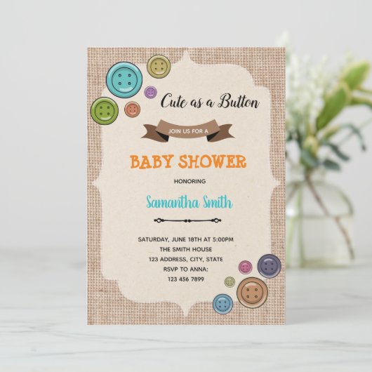 Schattige als uitnodiging voor een knopfeest (Staand voorkant)