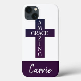schattige AMAZING GRACE-typografie en kruis | Case-Mate iPhone Case