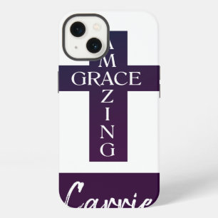 schattige AMAZING GRACE-typografie en kruis iPhone 13 Hoesje