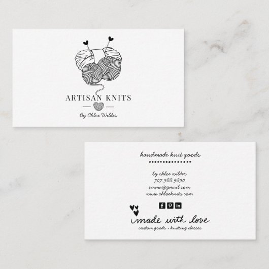 Schattige ambachtelijk breiwerk en breiinstructie visitekaartje (Voorkant / Achterkant)