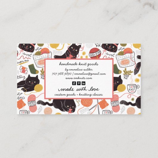 Schattige ambachtelijk breiwerk en breiinstructie visitekaartje (Achterkant)