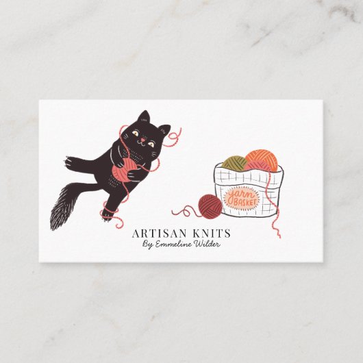 Schattige ambachtelijk breiwerk en breiinstructie visitekaartje (Voorkant)