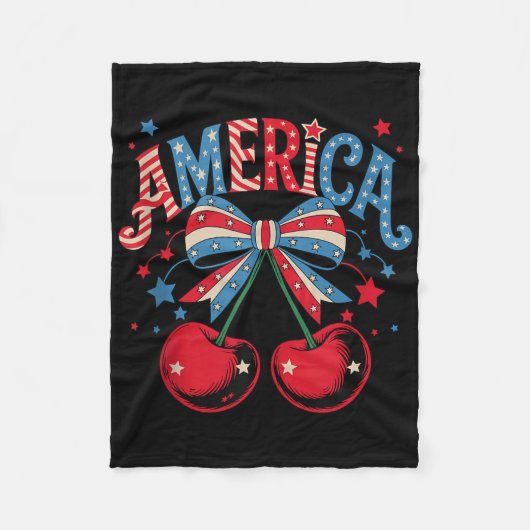 Schattige Amerika Kersen Coquette Bow Cherry 4e va Fleece Deken (Voorkant)