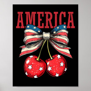 Schattige Amerika Kersen Coquette Bow Funny Cherry Poster