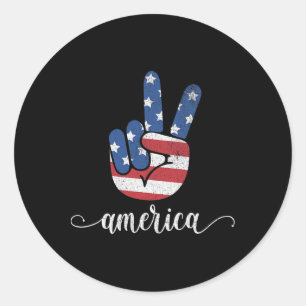 Schattige Amerika Vrede Patriottische Amerikaanse Ronde Sticker