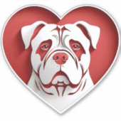 Schattige Amerikaans Bulldog Hart Hondenliefhebber Sticker (Voorkant)