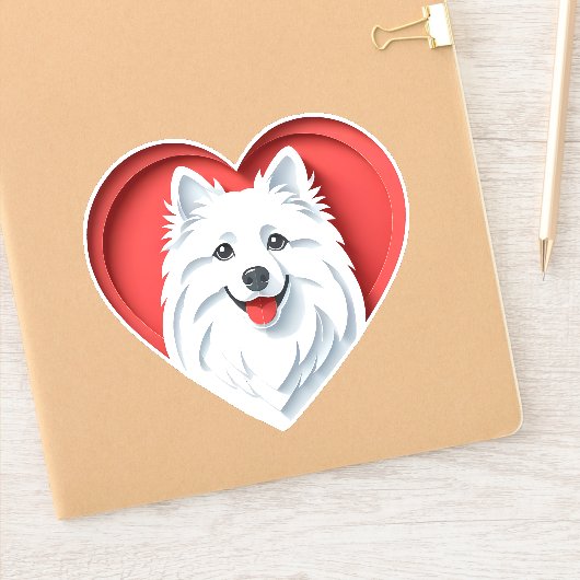Schattige Amerikaans Eskimo Hondenliefhebber Puppy Sticker (Notitieboek)