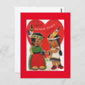 Schattige Amerikaans Indiaas Kinderen  Valentijn Briefkaart (Voorkant / Achterkant)