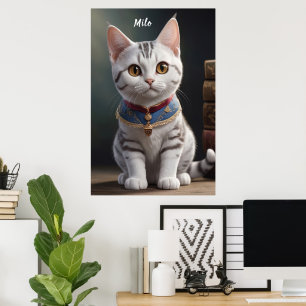 Schattige Amerikaans Korthaar Kitten met grote oge Poster