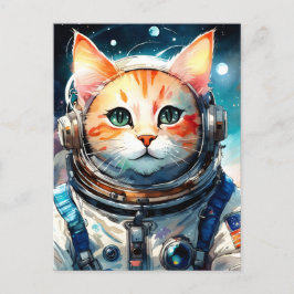 Schattige Amerikaanse astronaut Cat Briefkaart