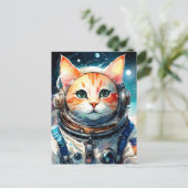 Schattige Amerikaanse astronaut Cat Briefkaart (Staand voorkant)