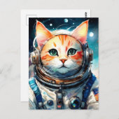 Schattige Amerikaanse astronaut Cat Briefkaart (Voorkant / Achterkant)