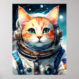 Schattige Amerikaanse astronaut Cat Poster