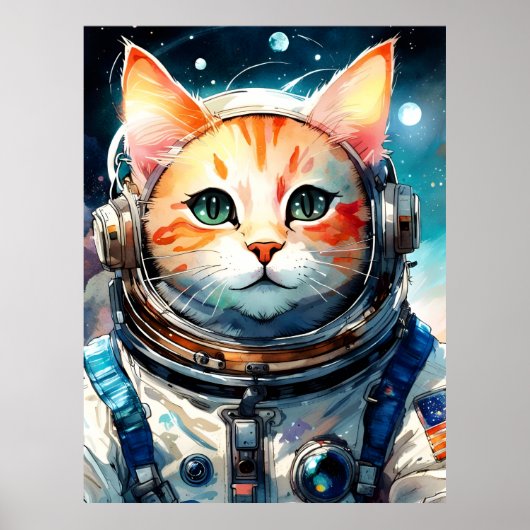 Schattige Amerikaanse astronaut Cat Poster (Voorkant)