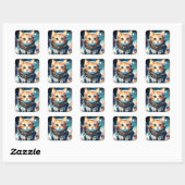 Schattige Amerikaanse astronaut Cat Vierkante Sticker (Vel)