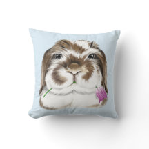 Schattige Amerikaanse Fuzzy Lop Rabbit met roze Tu