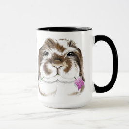 Schattige Amerikaanse Fuzzy Lop Rabbit met roze Tu Mok
