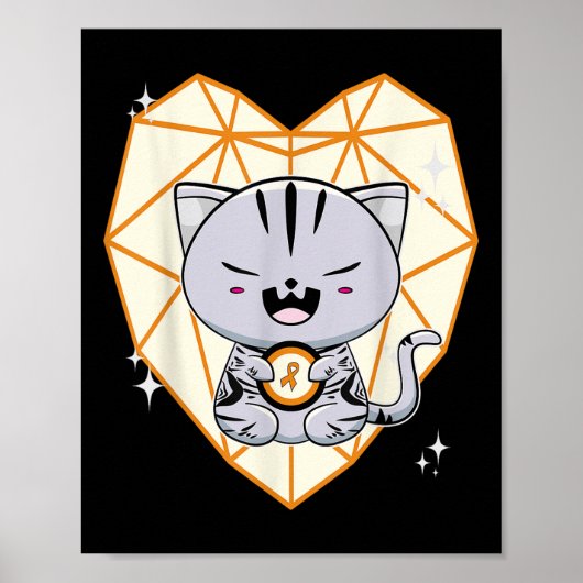 Schattige Amerikaanse Korthaar Kat Leukemie Bewust Poster (Voorkant)