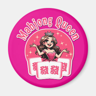 Schattige Amerikaanse Mahjong Koningin Roze Kroon Magneet