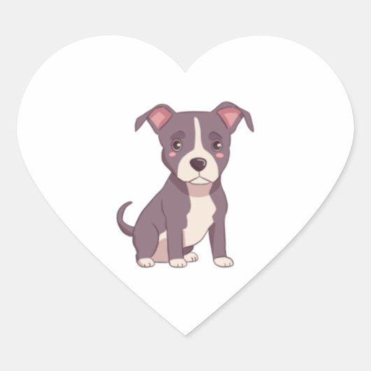 Schattige Amerikaanse pitbull terrier kawaii illus Hart Sticker (Voorkant)