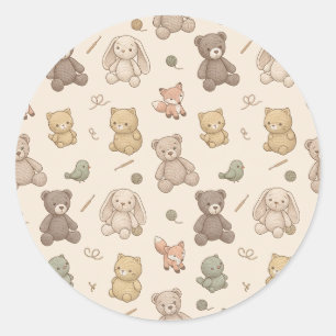Schattige Amigurumi Haak Dieren Cottagecore Ronde Sticker