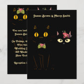 Schattige Amoureuze zwarte katten Gele ogen Wedden Kaart (Voorkant / Achterkant)