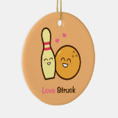 Schattige Amusante Bowlingbal en Prikkelende Liefd Keramisch Ornament (Rechts)