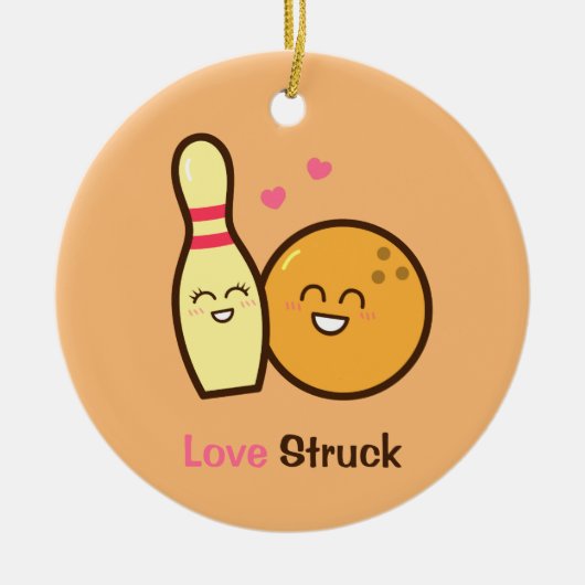 Schattige Amusante Bowlingbal en Prikkelende Liefd Keramisch Ornament (Voorkant)