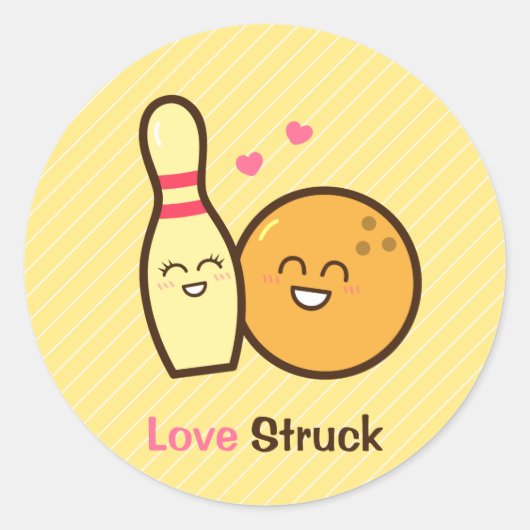 Schattige Amusante Bowlingbal en Prikkelende Liefd Ronde Sticker (Voorkant)