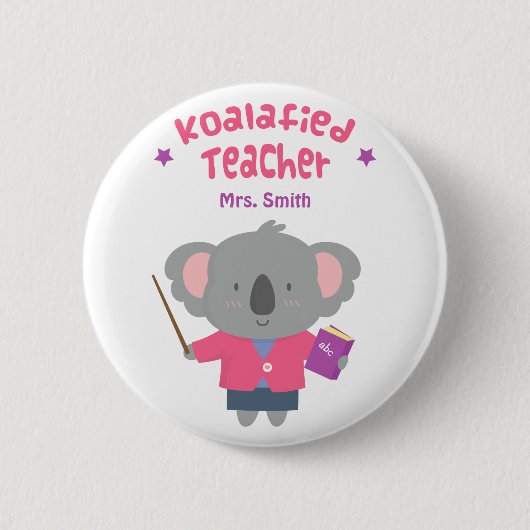 Schattige Amusante Woordspeling Koala Beer Lerares Ronde Button 5,7 Cm (Voorkant)