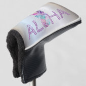 Schattige anananas Aloha Hawaiian, zilver Golfheadcover (3/4 voorkant)